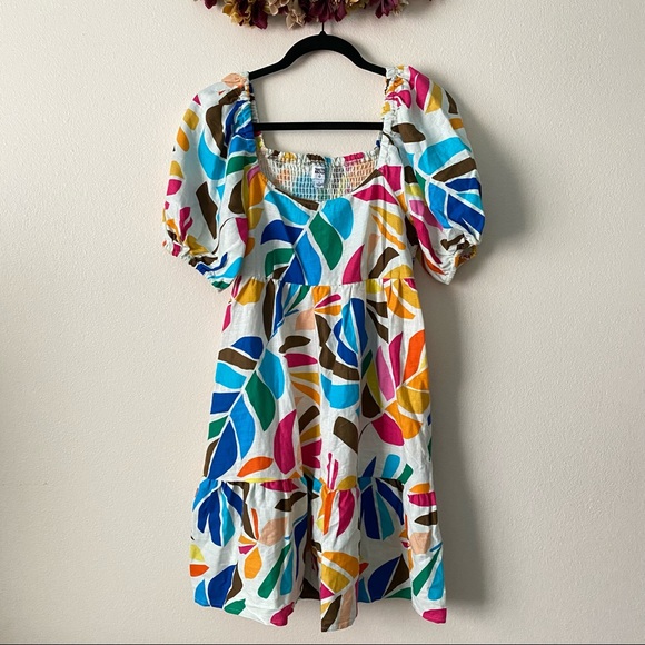 Tabitha Brown x Target Linen Blend Botanical Puff-Sleeve Mini Dress - Picture 2 of 4